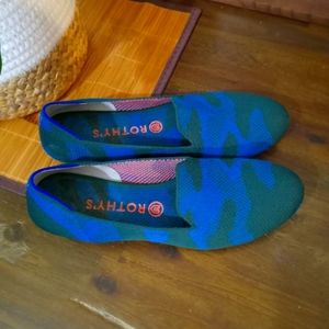 Rothy's Teal Blue Camo Loafers SIZE US W10 (RARE) Retired